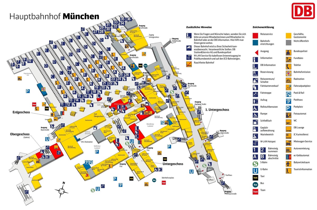 Münhen mərkəzi xəritədə vağzalı