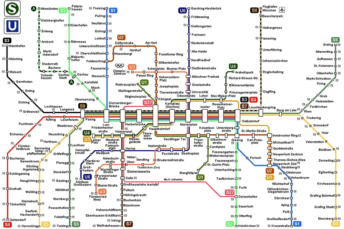 metro xəritəsi Münhen, Almaniya