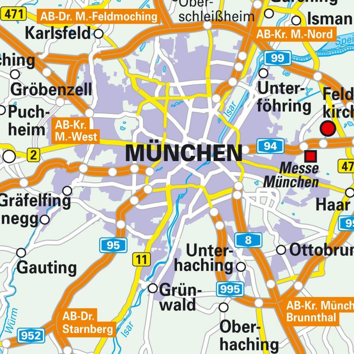 Münhen şəhər mərkəzi Kart